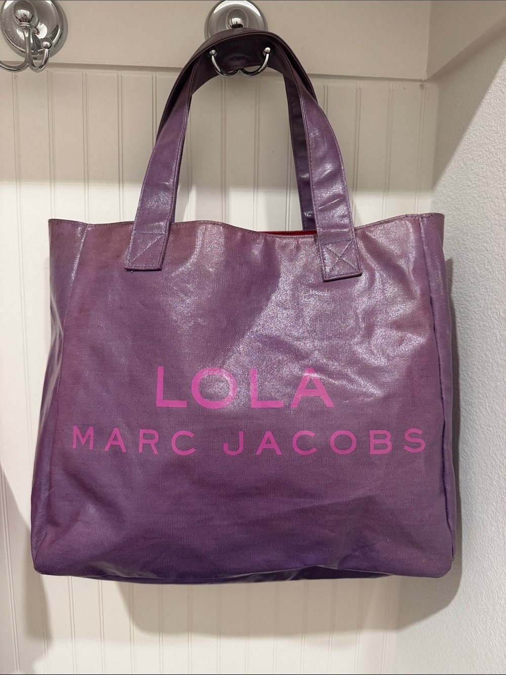 Marc Jacobs Purple Tote with Pink Logo